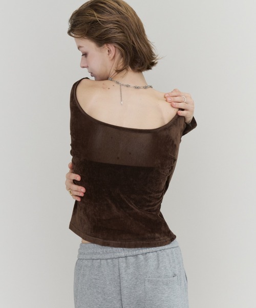 Rohwel(ローウェル)の「Velour Long Sleeve Top / ベロアロングスリーブトップス(Tシャツ/カットソー・レディース・ライトグレー/ブラック/ブラウン・FREE)」の10枚目の写真