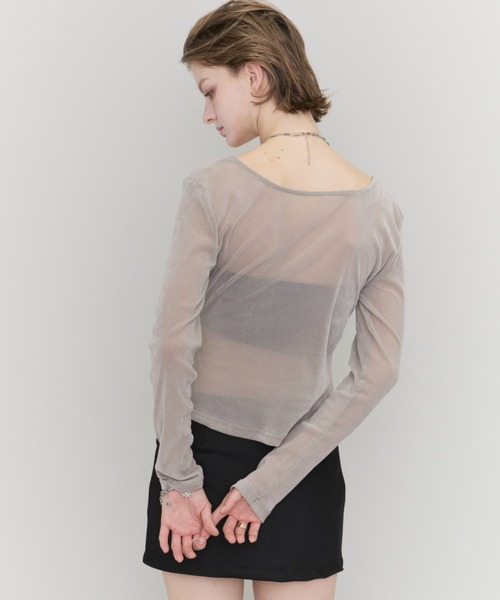 Rohwel(ローウェル)の「Velour Long Sleeve Top / ベロアロングスリーブトップス(Tシャツ/カットソー・レディース・ライトグレー/ブラック/ブラウン・FREE)」の19枚目の写真