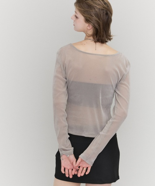 Rohwel(ローウェル)の「Velour Long Sleeve Top / ベロアロングスリーブトップス(Tシャツ/カットソー・レディース・ライトグレー/ブラック/ブラウン・FREE)」の20枚目の写真