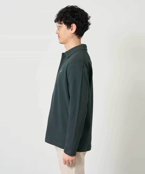 a.v.v(アーヴェヴェ)の「<ワンポイント刺繡が映える> ハニカムジャカードジャージーシャツ【イージーケア/洗濯機で洗える/遮熱/毛玉になりにくい】(シャツ/ブラウス・メンズ・グリーン/ブラック・48/46)」の14枚目の写真