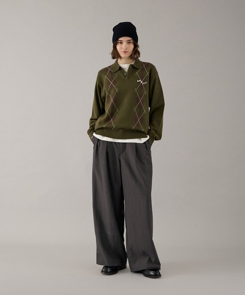 ONCILY(オンシェリー)の「ARGYLE COLLAR KNIT POLO / アーガイルカラーニットポロ(ニット/セーター・メンズ・ベージュ/カーキ/ネイビー/ボルドー・SMALL/MEDIUM/LARGE)」の11枚目の写真