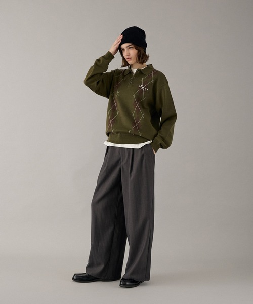 ONCILY(オンシェリー)の「ARGYLE COLLAR KNIT POLO / アーガイルカラーニットポロ(ニット/セーター・メンズ・ベージュ/カーキ/ネイビー/ボルドー・SMALL/MEDIUM/LARGE)」の12枚目の写真