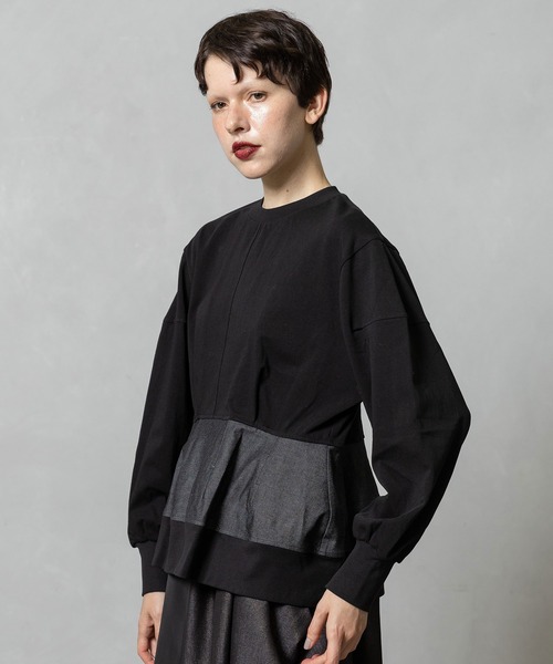 MARECHAL TERRE(マルシャルテル)の「裾デザイントップス(Tシャツ/カットソー・レディース・グレー/ブラック/ネイビー/オフホワイト・MEDIUM)」の3枚目の写真