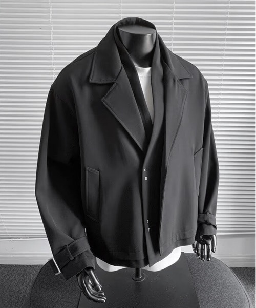 JOHNNY WOLF(ジョニーウルフ)の「JEREMIAH フェイクレイヤード ルーズ クロップド ジャケット(テーラードジャケット・メンズ・ブラック/モカ・M/L)」の6枚目の写真