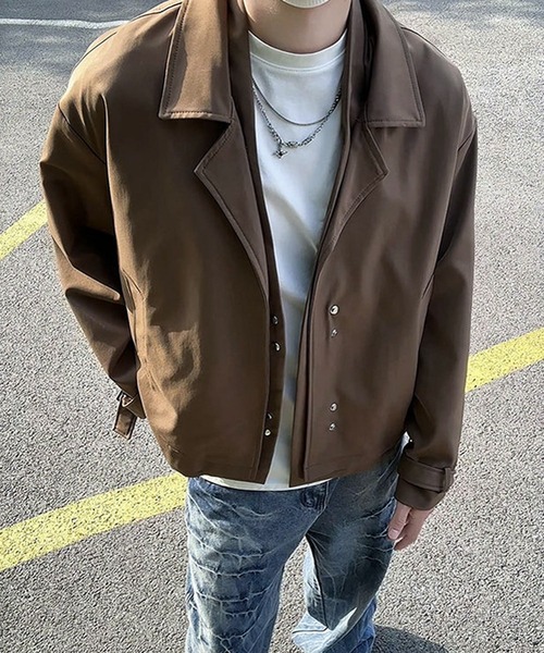 JOHNNY WOLF(ジョニーウルフ)の「JEREMIAH フェイクレイヤード ルーズ クロップド ジャケット(テーラードジャケット・メンズ・ブラック/モカ・M/L)」の10枚目の写真