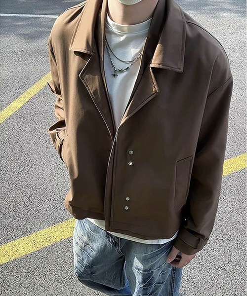 JOHNNY WOLF(ジョニーウルフ)の「JEREMIAH フェイクレイヤード ルーズ クロップド ジャケット(テーラードジャケット・メンズ・ブラック/モカ・M/L)」の12枚目の写真