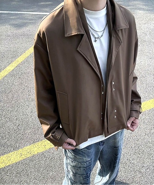 JOHNNY WOLF(ジョニーウルフ)の「JEREMIAH フェイクレイヤード ルーズ クロップド ジャケット(テーラードジャケット・メンズ・ブラック/モカ・M/L)」の13枚目の写真