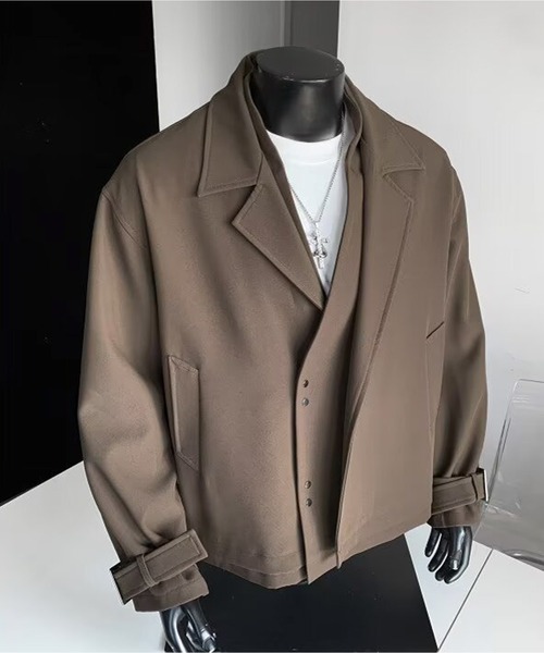 JOHNNY WOLF(ジョニーウルフ)の「JEREMIAH フェイクレイヤード ルーズ クロップド ジャケット(テーラードジャケット・メンズ・ブラック/モカ・M/L)」の15枚目の写真