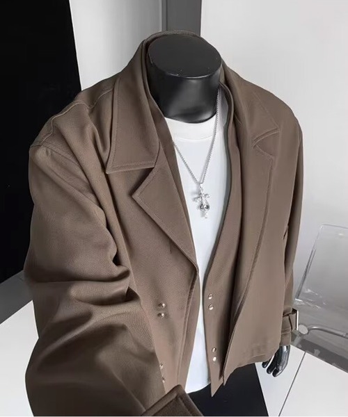 JOHNNY WOLF(ジョニーウルフ)の「JEREMIAH フェイクレイヤード ルーズ クロップド ジャケット(テーラードジャケット・メンズ・ブラック/モカ・M/L)」の16枚目の写真