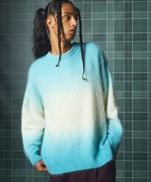 《UNISEX》ファーシャギープライムオーバーグラデーションディップダイニットトップス/Fur Shaggy Prime-Over Gradient Dip-Dye Knit Tops【MAISON SPECIAL/メゾンスペシャル】