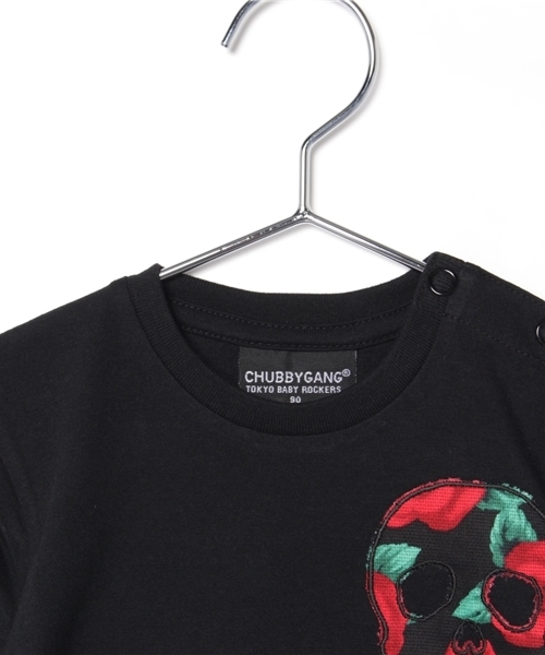 CHUBBYGANG（チャビーギャング）の「バラ柄スカルアップリケ半袖Tシャツ（Tシャツ/カットソー・キッズ・ホワイト/ブラック/パープル・120/100/110/130/90/80）」の5枚目の写真