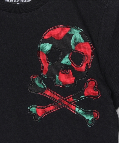 CHUBBYGANG（チャビーギャング）の「バラ柄スカルアップリケ半袖Tシャツ（Tシャツ/カットソー・キッズ・ホワイト/ブラック/パープル・120/100/110/130/90/80）」の7枚目の写真