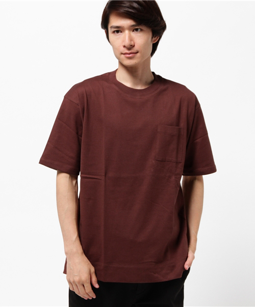 STUDIOUS（ステュディオス）の「【STUDIOUS】オーバーサイズポケットTEE（Tシャツ/カットソー・メンズ・ブラック/カーキ/ベージュ/ホワイト/ネイビー/バーガンディー・1/2）」の6枚目の写真
