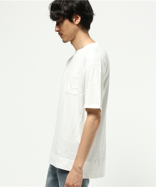 STUDIOUS（ステュディオス）の「【STUDIOUS】オーバーサイズポケットTEE（Tシャツ/カットソー・メンズ・ブラック/カーキ/ベージュ/ホワイト/ネイビー/バーガンディー・1/2）」の8枚目の写真