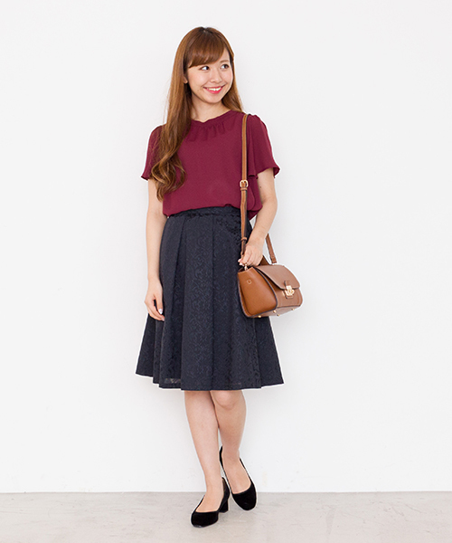 NATURAL BEAUTY BASIC(ナチュラルビューティーベーシック)の「ジャガードフレアスカート(スカート・レディース・ネイビー/ボルドー・SMALL/X-SMALL/MEDIUM)」の13枚目の写真