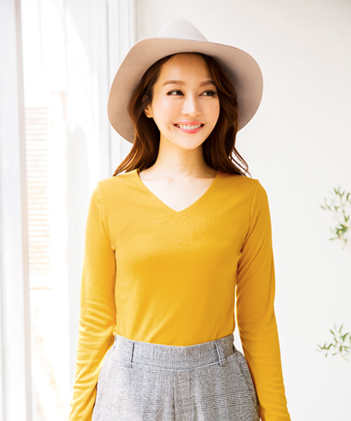 KOBE LETTUCE（コウベレタス）の「ストレッチロングTシャツ（Tシャツ/カットソー・レディース・ブルー系その他/ネイビー/ブラック/カーキ/ホワイト系その他/テラコッタ/オフホワイト/ブラック系その他/グレー/チャコールグレー/グレイッシュベージュ/ボルドー/マスタード・ONE SIZE/LARGE/MEDIUM）」の12枚目の写真