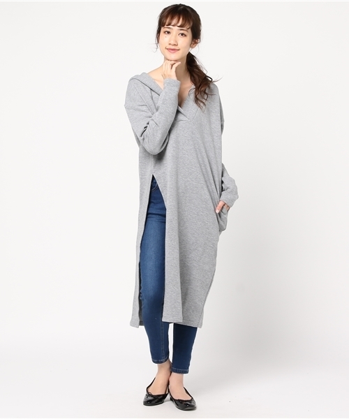 SLY（スライ）の「SLIT LONG PK（パーカー・レディース・ブラック/ライトベージュ/トップグレー・FREE）」の13枚目の写真