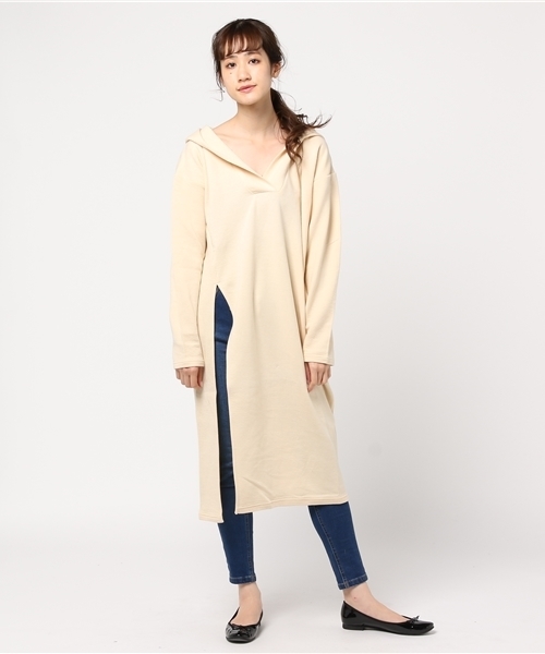 SLY（スライ）の「SLIT LONG PK（パーカー・レディース・ブラック/ライトベージュ/トップグレー・FREE）」の14枚目の写真