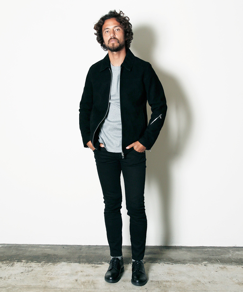 Magine(マージン)の「GOAT SUEDE LEATHER SINGLE RIDERS JKT:ゴートスウェード レザーシングルライダース(ライダースジャケット・メンズ・キャメル/ブラック・46/48/44)」の6枚目の写真