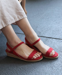 SESTO | ふわふわ＆さらさらクッションインソール！華奢ストラップ＆ゴムでフィットするローヒールウエッジソールサンダル/キッズ～レディースまでサイズ展開あり(サンダル)