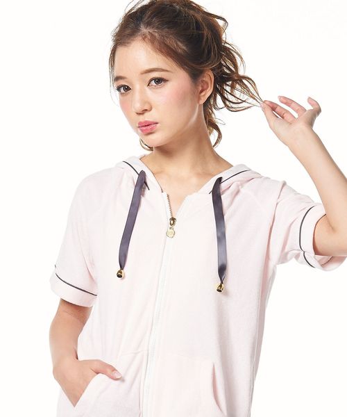 fran de lingerie（フランデランジェリー）の「Basic pile パイルシリーズ（無地） パーカー上下セット（ルームウェア/パジャマ・レディース・ホワイト/ネイビー/ピンク/ブラウン/ダークブルー/ワイン・M-L）」の11枚目の写真
