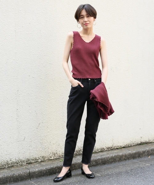 LOWRYS FARM(ローリーズファーム)の「9Gリブタンク 803216(タンクトップ・レディース・ブラック/ベージュ/バーガンディー・MEDIUM/LARGE)」の5枚目の写真