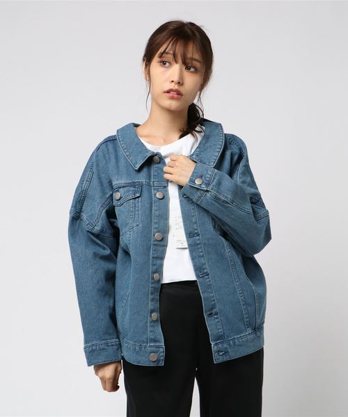 GeeRA(ジーラ)の「衿抜きバック刺しゅうデニムGジャン(デニムジャケット・レディース・サックスブルー/インディゴブルー・MEDIUM/LARGE/X-LARGE)」の5枚目の写真