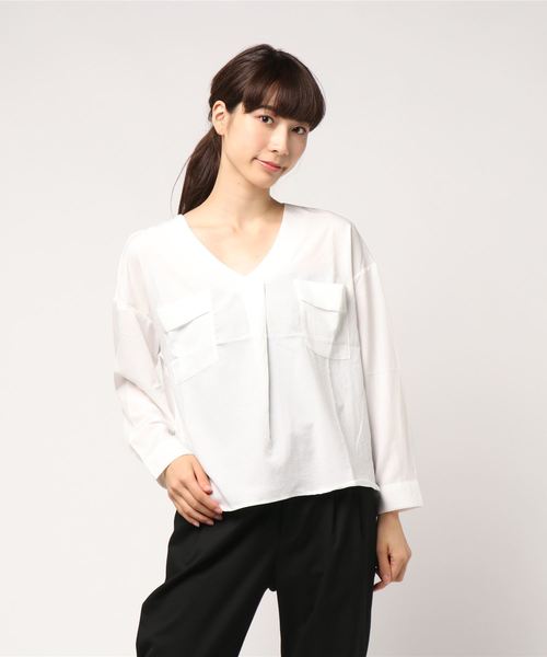 KOBE LETTUCE（コウベレタス）の「両ポケットスキッパーシャツ＊レディース/トップス[C3356]神戸レタス（シャツ/ブラウス・レディース・オフホワイト/マスタード/グリーン/ブルー系その他/ブラウン系その他・FREE）」の2枚目の写真