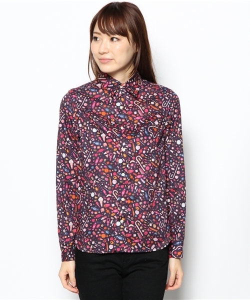 BEAMS BOY（ビームスボーイ）の「□BEAMS BOY / リバティ ラウンドカラーシャツ（シャツ/ブラウス・レディース・ブラウン/ネイビー・ONE SIZE）」の3枚目の写真