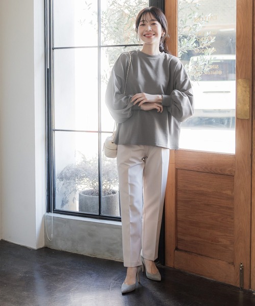 coca（coca）（コカ）の「＼新色追加／エンボス加工バルーン袖トップス（Tシャツ/カットソー・レディース・ブラック/ダークグリーン/マスタード/ワイン/ベージュ/カーキ/ブラウン/アイボリー/ダークベージュ/ネイビー/ワインレッド/ライトグレー/グレー・ONE SIZE/L/M）」の14枚目の写真