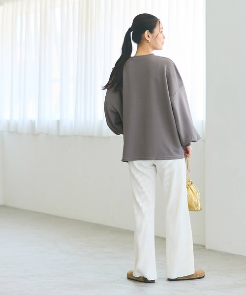 【エンフォルド】ボリューム袖ジャージトップス 黒 クルーネック バルーン袖 38 楽天市場】エンボス袖バルーントップス レディース メール便不可