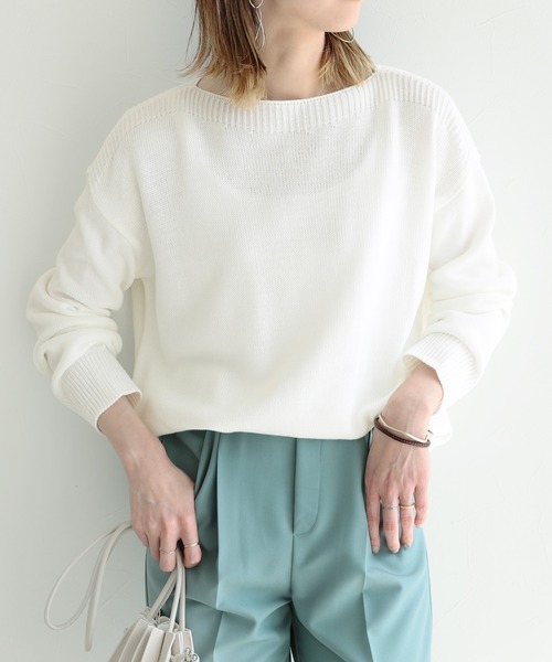 reca（レカ）の「ボートネックゆったりニット（ニット/セーター・レディース・ライトブルー/オフホワイト/ライトパープル/ライトピンク/ベージュ・FREE）」の2枚目の写真