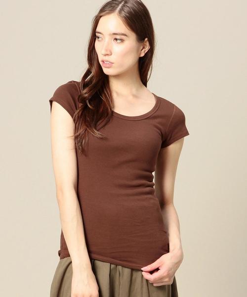 BEAUTY&YOUTH UNITED ARROWS（ビューティーアンドユースユナイテッドアローズ）の「BYBC フラットシームフレンチスリーブ ▽：◆（Tシャツ/カットソー・レディース・ホワイト/ブラック/ライトグレー/ネイビー/ターコイズブルー/ダークグレー/ダークグリーン/ケリー/ブラウン・フリー）」の5枚目の写真