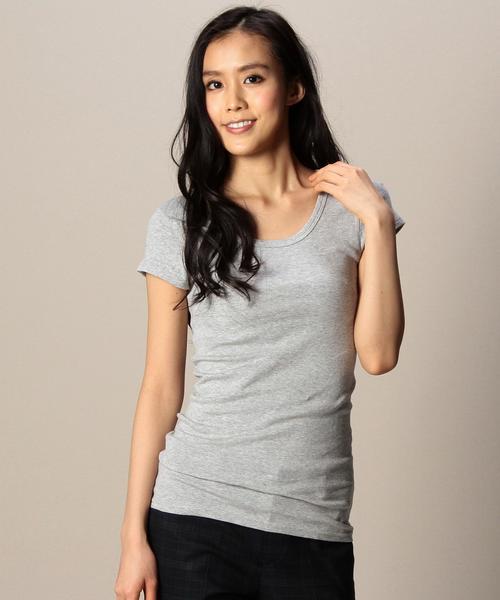 BEAUTY&YOUTH UNITED ARROWS（ビューティーアンドユースユナイテッドアローズ）の「BYBC フラットシームフレンチスリーブ ▽：◆（Tシャツ/カットソー・レディース・ホワイト/ブラック/ライトグレー/ネイビー/ターコイズブルー/ダークグレー/ダークグリーン/ケリー/ブラウン・フリー）」の3枚目の写真