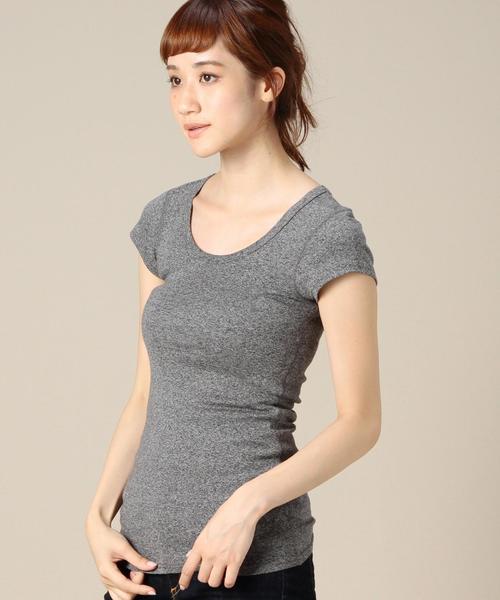 BEAUTY&YOUTH UNITED ARROWS（ビューティーアンドユースユナイテッドアローズ）の「BYBC フラットシームフレンチスリーブ ▽：◆（Tシャツ/カットソー・レディース・ホワイト/ブラック/ライトグレー/ネイビー/ターコイズブルー/ダークグレー/ダークグリーン/ケリー/ブラウン・フリー）」の4枚目の写真