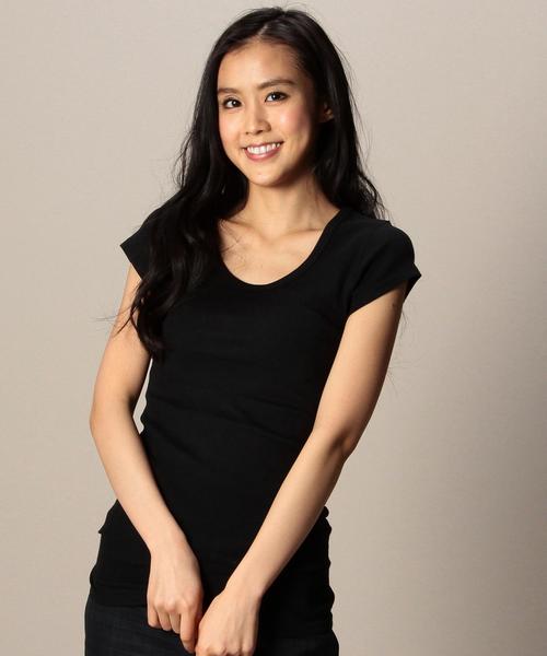 BEAUTY&YOUTH UNITED ARROWS（ビューティーアンドユースユナイテッドアローズ）の「BYBC フラットシームフレンチスリーブ ▽：◆（Tシャツ/カットソー・レディース・ホワイト/ブラック/ライトグレー/ネイビー/ターコイズブルー/ダークグレー/ダークグリーン/ケリー/ブラウン・フリー）」の2枚目の写真