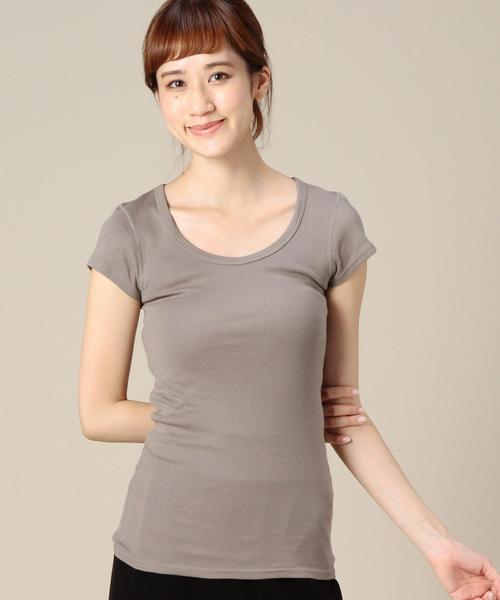 BEAUTY&YOUTH UNITED ARROWS（ビューティーアンドユースユナイテッドアローズ）の「BYBC フラットシームフレンチスリーブ ▽：◆（Tシャツ/カットソー・レディース・ホワイト/ブラック/ライトグレー/ネイビー/ターコイズブルー/ダークグレー/ダークグリーン/ケリー/ブラウン・フリー）」の6枚目の写真