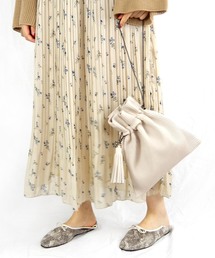 細プリーツミニ巾着バッグ＜ ハンドバッグ･ミニショルダー ＞　[ minia ]　≪2019AW新作≫