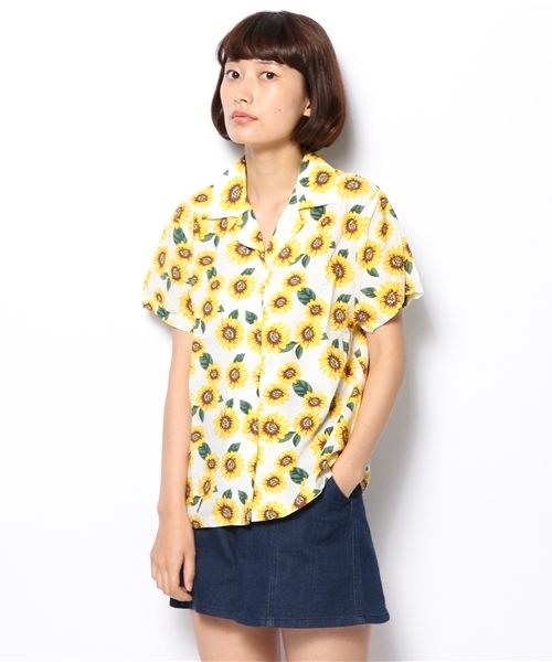 WEGO（ウィゴー）の「WEGO/ヒマワリ柄半袖シャツ（シャツ/ブラウス・レディース・オフホワイト/ブラック・FREE）」の10枚目の写真