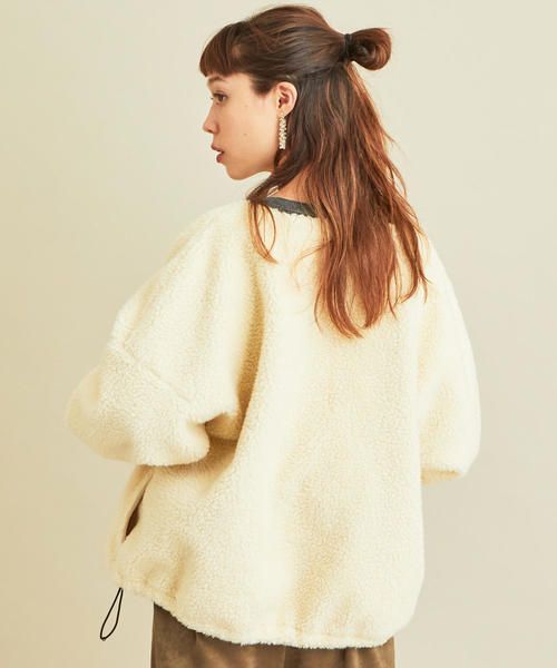 BEAUTY&YOUTH UNITED ARROWS(ビューティーアンドユースユナイテッドアローズ)の「by ※∴ボアボンディングノーカラージップブルゾン -ウォッシャブル-◆(ブルゾン・レディース・ブラック/モカ/オフホワイト・FREE)」の9枚目の写真