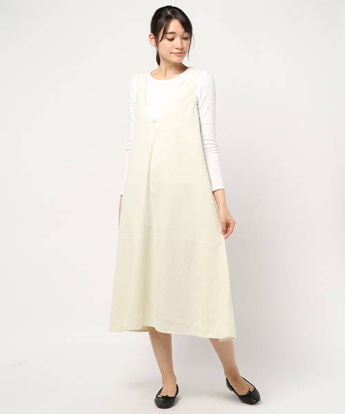 KOBE LETTUCE（コウベレタス）の「深V前後2Wayジャンスカ（ジャンパースカート・レディース・ブラック/ベージュ/アイボリー・FREE）」の7枚目の写真