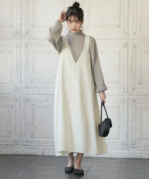 KOBE LETTUCE（コウベレタス）の「深V前後2Wayジャンスカ（ジャンパースカート・レディース・ブラック/ベージュ/アイボリー・FREE）」の12枚目の写真