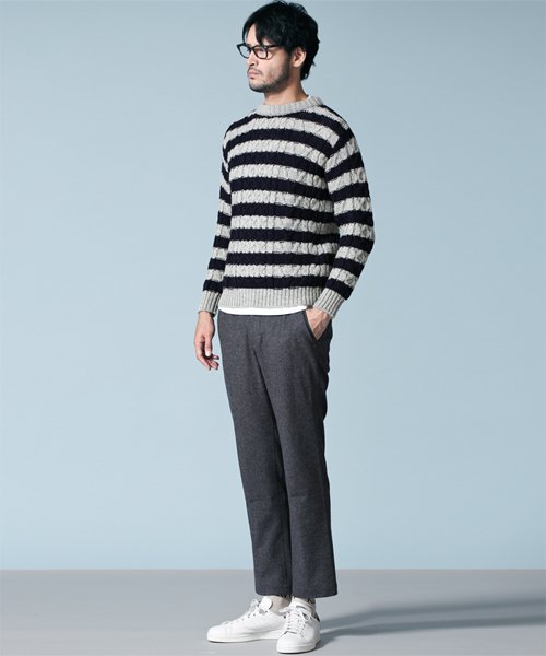 NANO universe（ナノユニバース）の「テーパードクロップドスラックス（スラックス・メンズ・グレー系その他/ネイビー・50/48/46/44）」の9枚目の写真