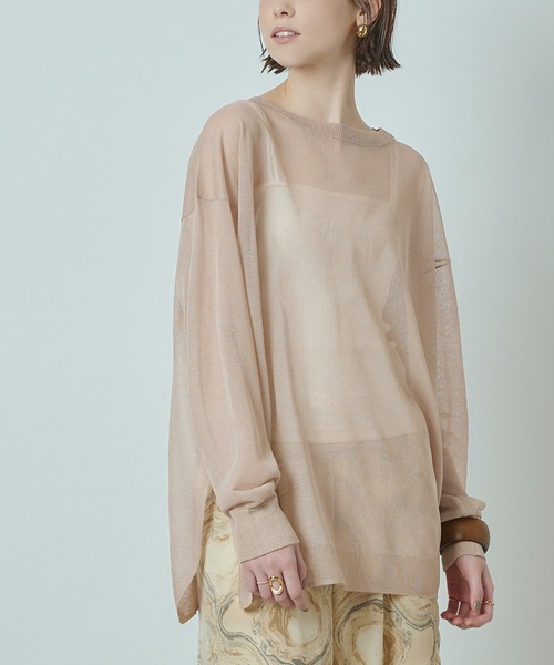 titivate（ティティベイト）の「ｻｲﾄﾞｽﾘｯﾄｵｰﾊﾞｰｻｲｽﾞｼｱｰﾆｯﾄ（ニット/セーター・レディース・ブラック/ベージュ/オリーブ/ピンク/アイボリー/ラベンダー・FREE）」の3枚目の写真