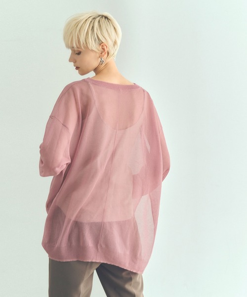 titivate（ティティベイト）の「ｻｲﾄﾞｽﾘｯﾄｵｰﾊﾞｰｻｲｽﾞｼｱｰﾆｯﾄ（ニット/セーター・レディース・ブラック/ベージュ/オリーブ/ピンク/アイボリー/ラベンダー・FREE）」の6枚目の写真