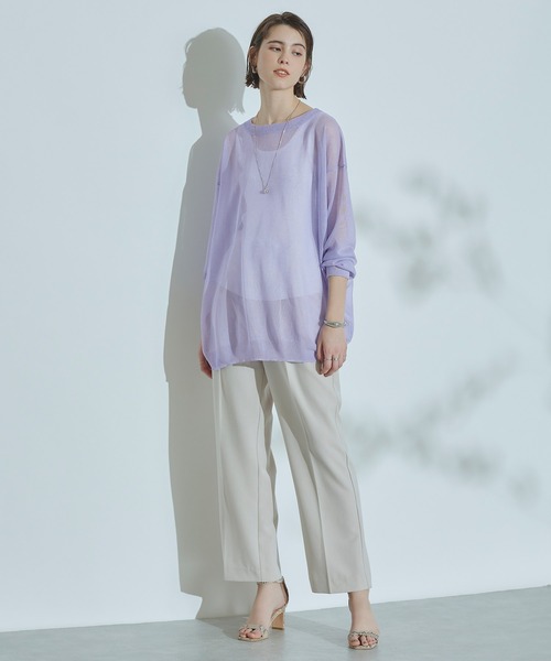 titivate（ティティベイト）の「ｻｲﾄﾞｽﾘｯﾄｵｰﾊﾞｰｻｲｽﾞｼｱｰﾆｯﾄ（ニット/セーター・レディース・ブラック/ベージュ/オリーブ/ピンク/アイボリー/ラベンダー・FREE）」の14枚目の写真