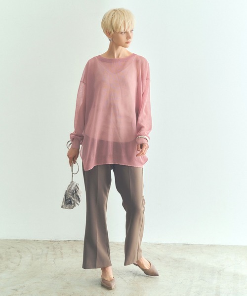 titivate（ティティベイト）の「ｻｲﾄﾞｽﾘｯﾄｵｰﾊﾞｰｻｲｽﾞｼｱｰﾆｯﾄ（ニット/セーター・レディース・ブラック/ベージュ/オリーブ/ピンク/アイボリー/ラベンダー・FREE）」の17枚目の写真