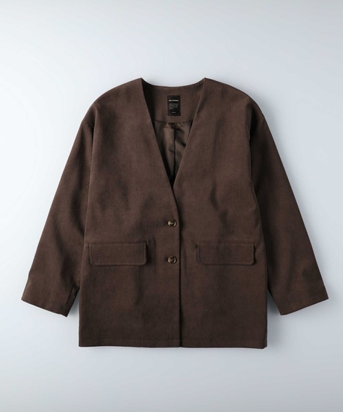 RAG MACHINE（ラグマシーン）の「【RAG MACHINE】セットアップノーカラージャケット（ノーカラージャケット・レディース・ベージュ/ブラウン/オフホワイト・M/L）」の9枚目の写真