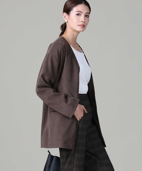 RAG MACHINE（ラグマシーン）の「【RAG MACHINE】セットアップノーカラージャケット（ノーカラージャケット・レディース・ベージュ/ブラウン/オフホワイト・M/L）」の18枚目の写真