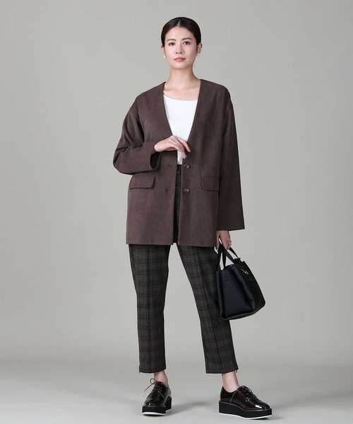 RAG MACHINE（ラグマシーン）の「【RAG MACHINE】セットアップノーカラージャケット（ノーカラージャケット・レディース・ベージュ/ブラウン/オフホワイト・M/L）」の16枚目の写真